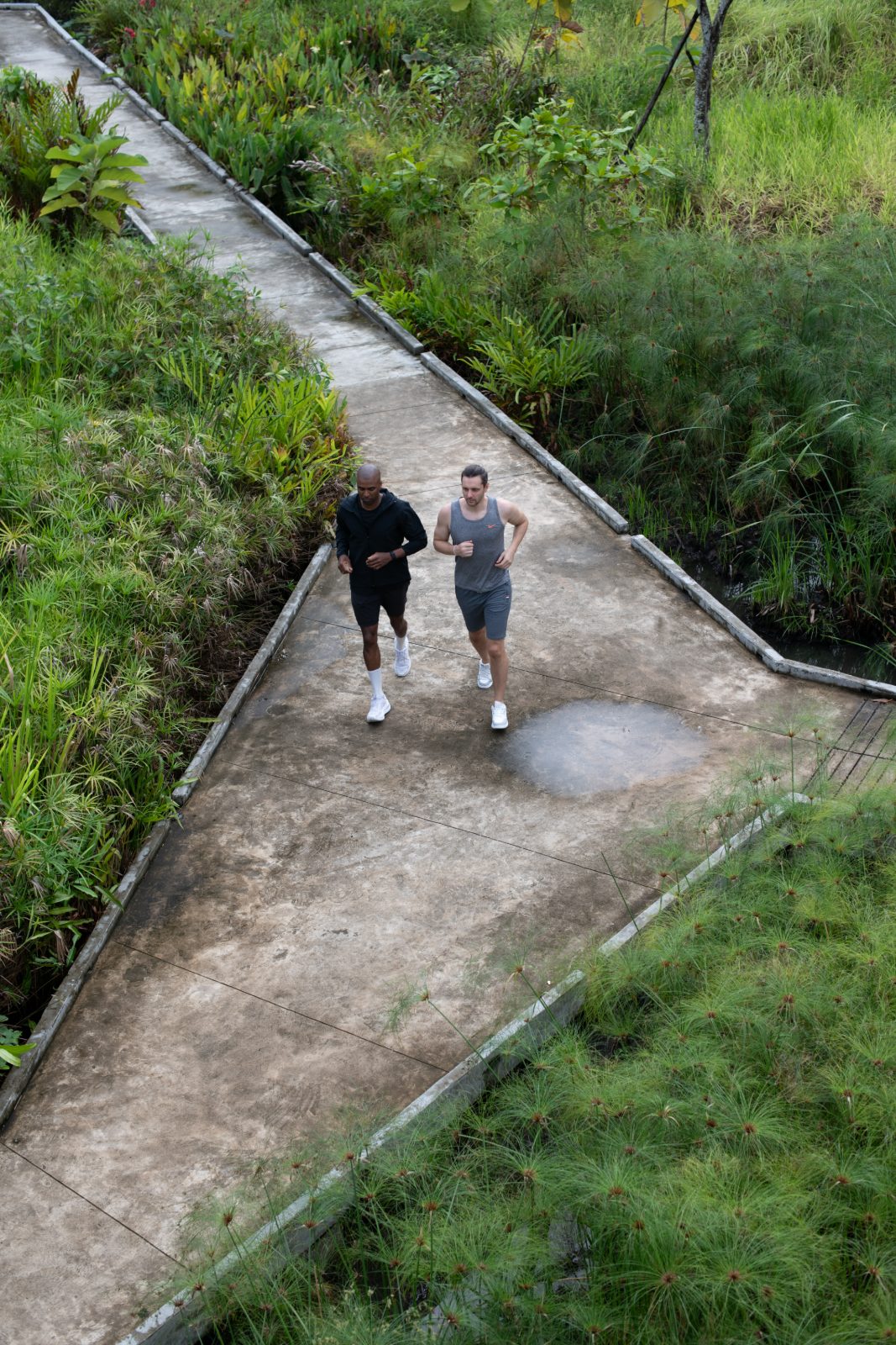Jonathan Colorado running alongside a client, longevity-focused NYC coaching